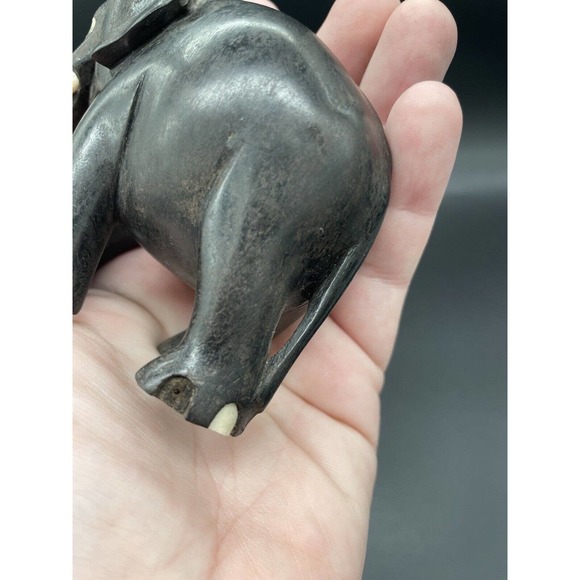 Hand Carved Wooden Elephant Family Mama And Babies Set Of 3 Vintage Elephants - Picture 9 of 15